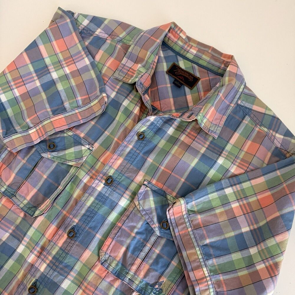 American Outdoorsman Mens L Multicolor Button Up Short Sleeve